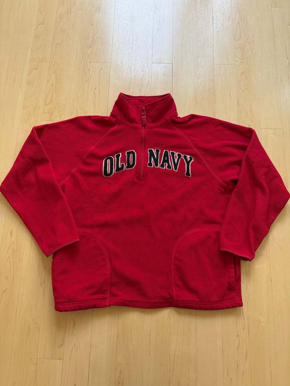 00s Old Navy Fleece Pullover Size Large Red 1/4 Zip